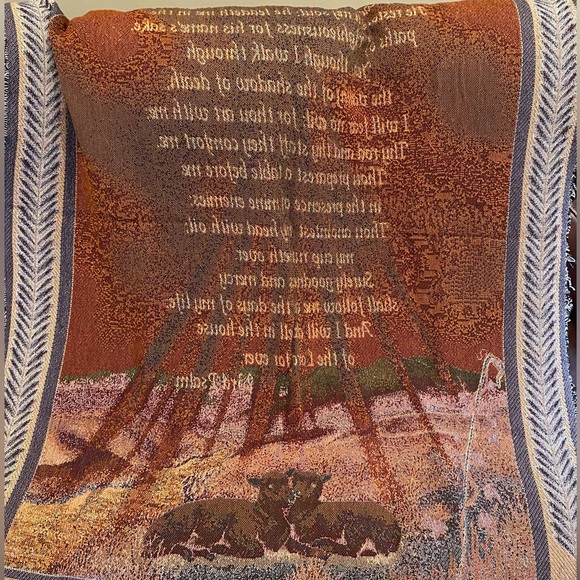 THE MANUAL WOODWORKERS & WEAVERS 23RD PSALMS TAPESTRY THROW. 50 x 60 - Picture 3 of 11